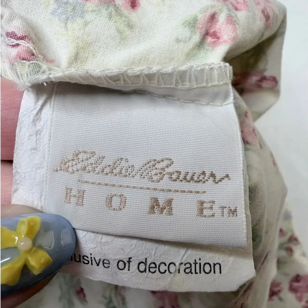Vtg Eddie Bauer Home 2 Standard Pillowcase Cream Pink Roses Cottage Shabby Chic
